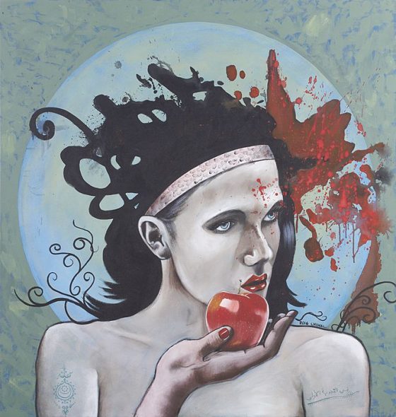 La primera tentación, Serie las tentaciones (2016), Alonso Chimal, Acrílico sobre tela, 115 x 110 cm