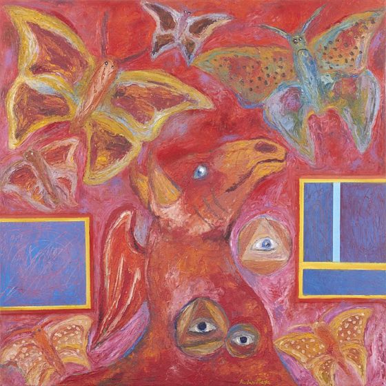 2017 - Rubén Maya, Caballo ala-mariposa, Óleo sobre tela, 100 x 100 cm