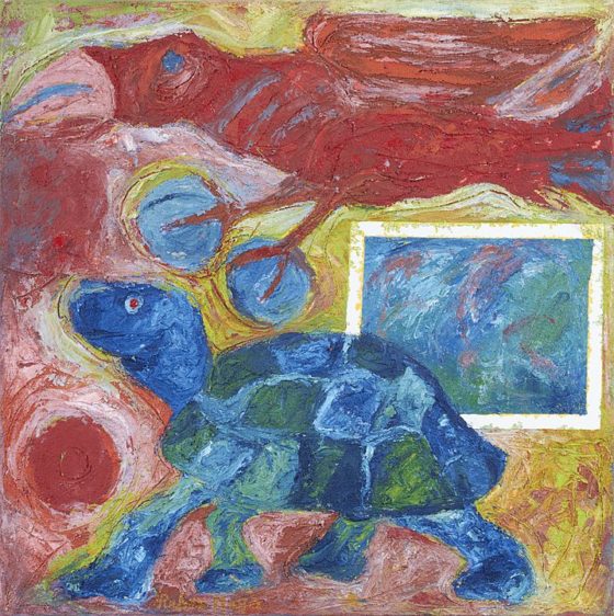 2017 - Rubén Maya, Tortuga vé, Óleo sobre tela, 50 x 50 cm