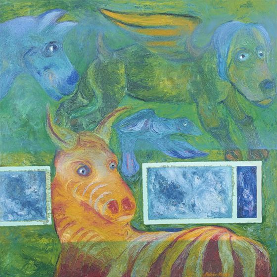 2017 - Rubén Maya, Verde y cebra, Óleo sobre tela, 100 x 100 cm